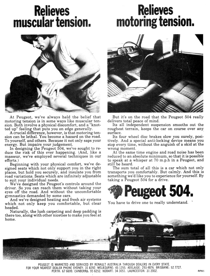 1973 Peugeot 504 Relieves Muscular Tension